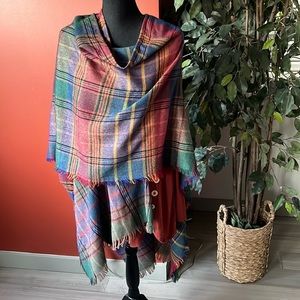 Zenana Premium long sleeve Rust Tee with matching plaid wrap